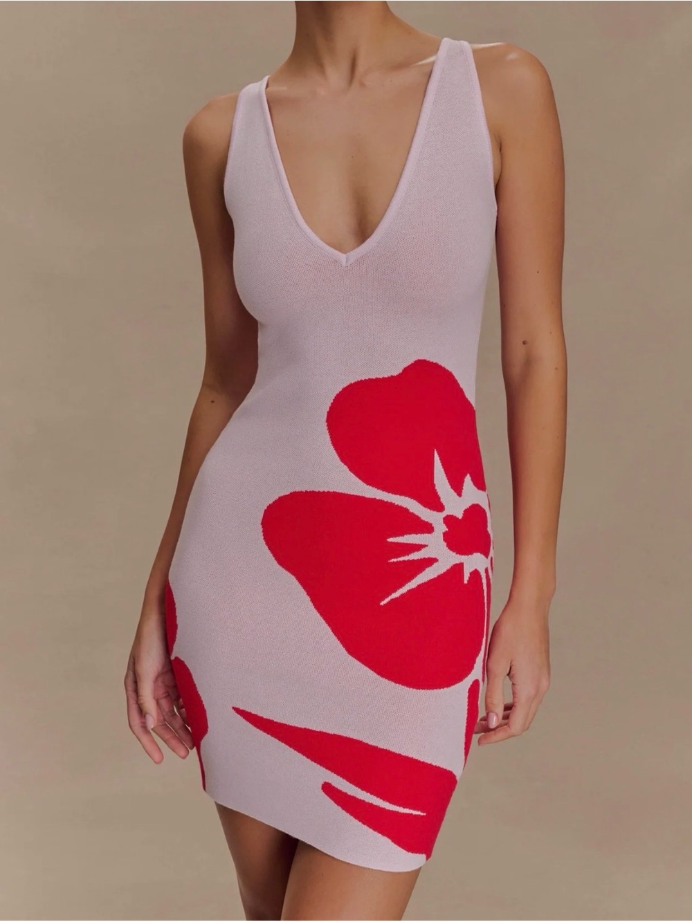 Meshki Pink Dress with Red Floral Print